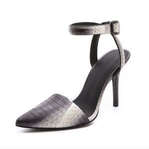 Alexander Wang Lovisa Snakeskin Ankle Wrap Heel in Cream Black Women's 38 US 8